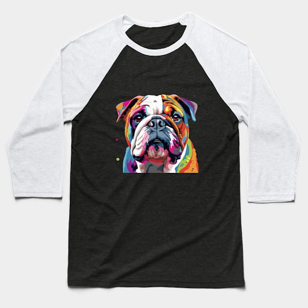 English Bulldog - English Bulldog Colorful Baseball T-Shirt by Kudostees